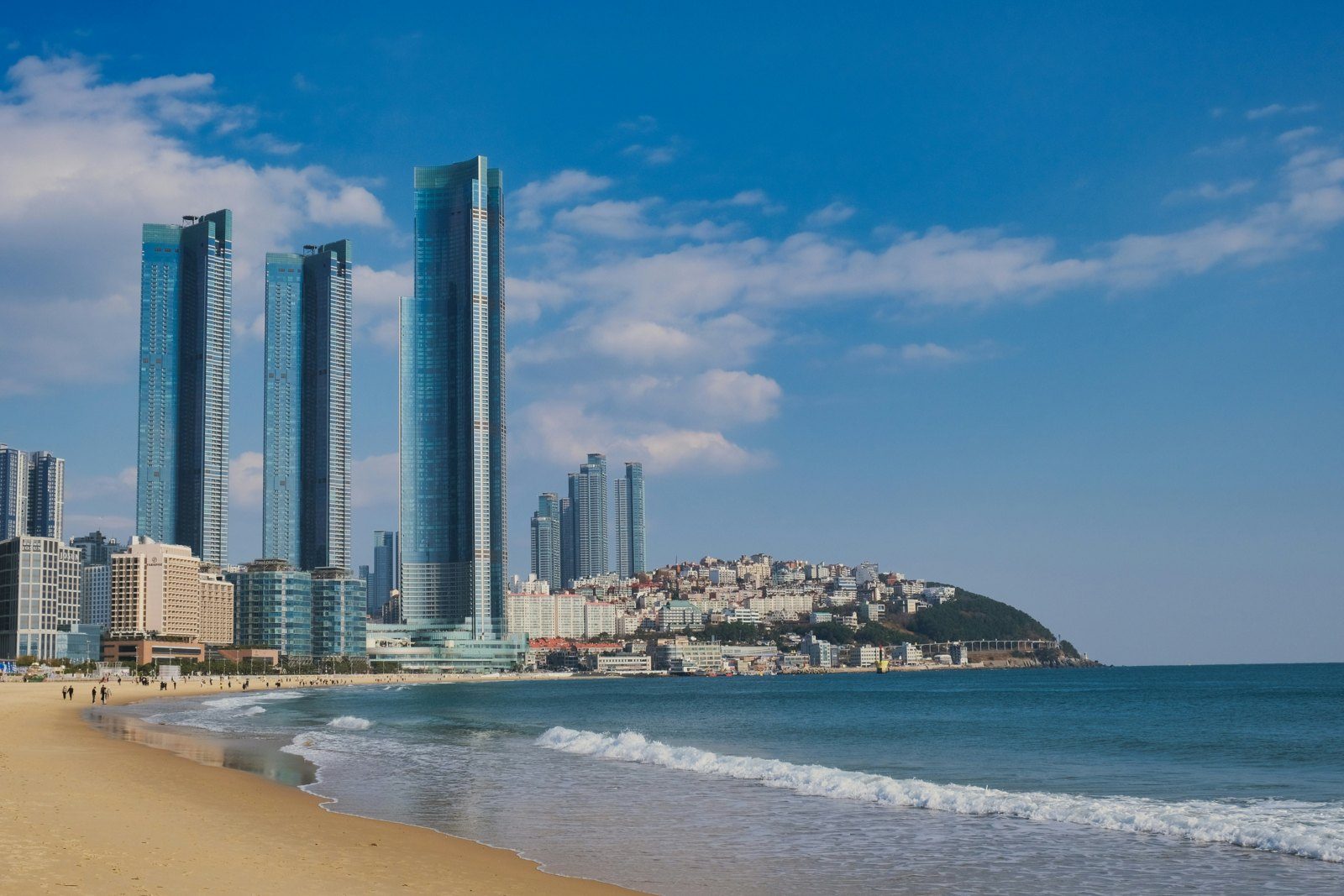 Haeundae Beach in Busan with the LCT skyscrapers behind